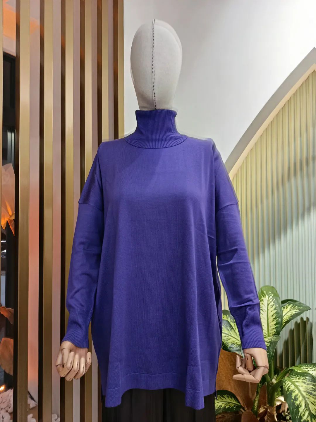 Balikci-Yaka-Basic-Triko-Tunik-Mor