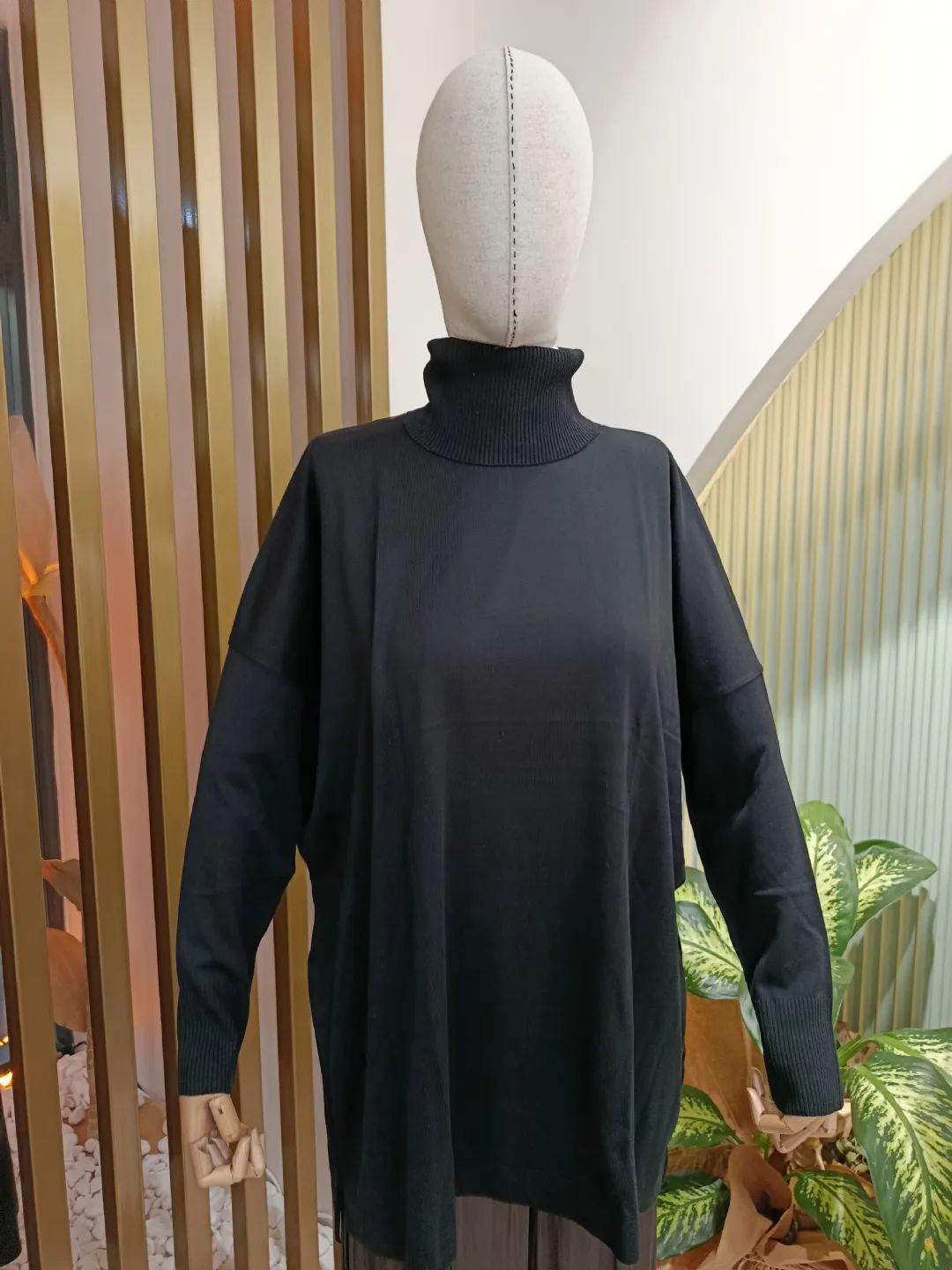 Balikci-Yaka-Basic-Triko-Tunik-Siyah