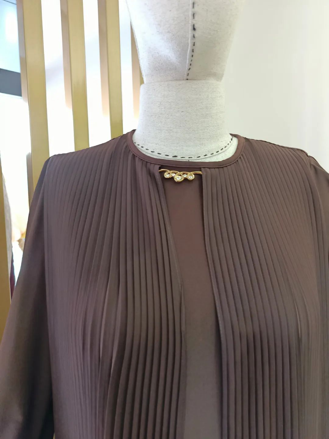 Bros-Detayli-Sifon-Elbise-Kahve