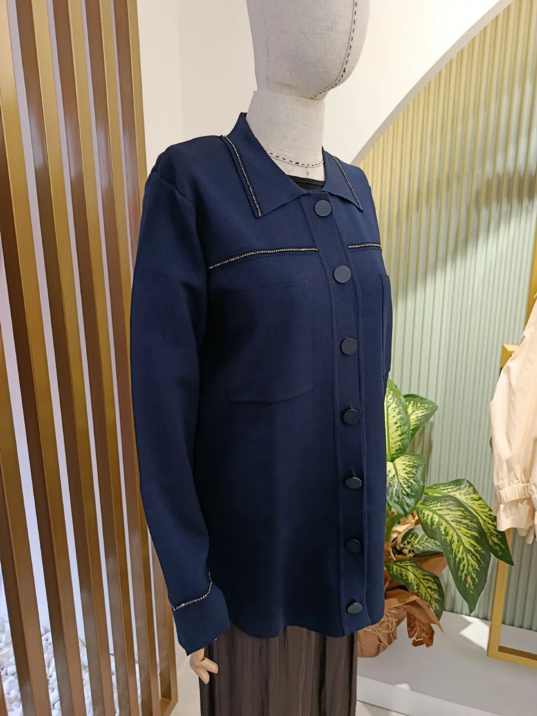 Cep Detayl� Polo Yaka H�rka Lacivert