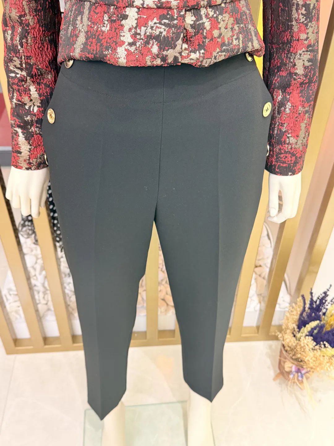 Cepleri D��me Detayl� Dar Pa�a Pantolon Siyah