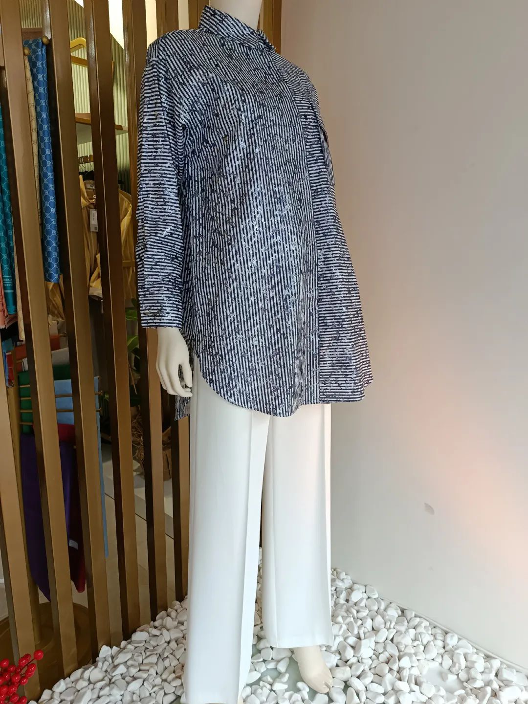 Cizgili-Gomlek-Lacivert