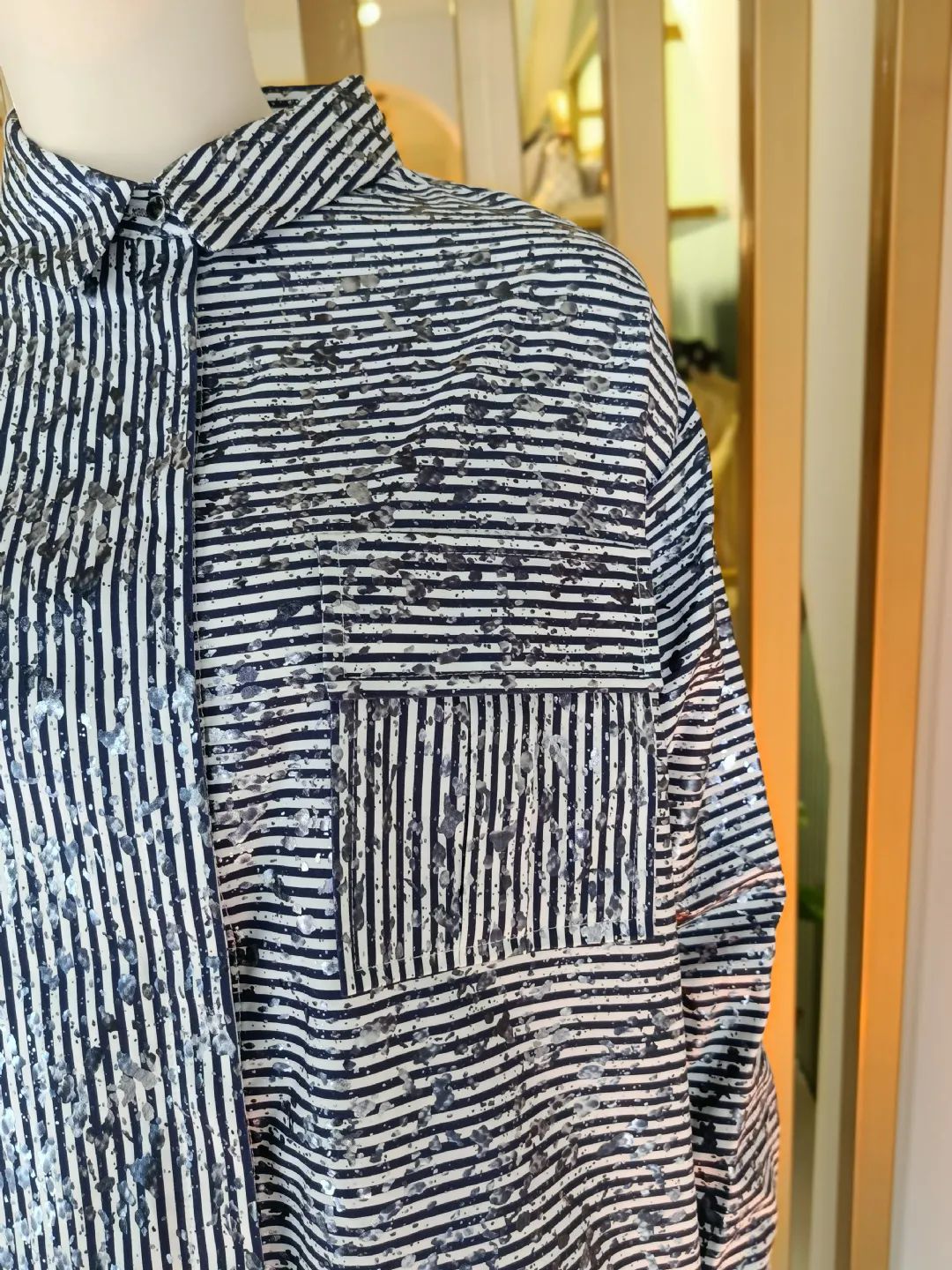 Cizgili-Gomlek-Lacivert