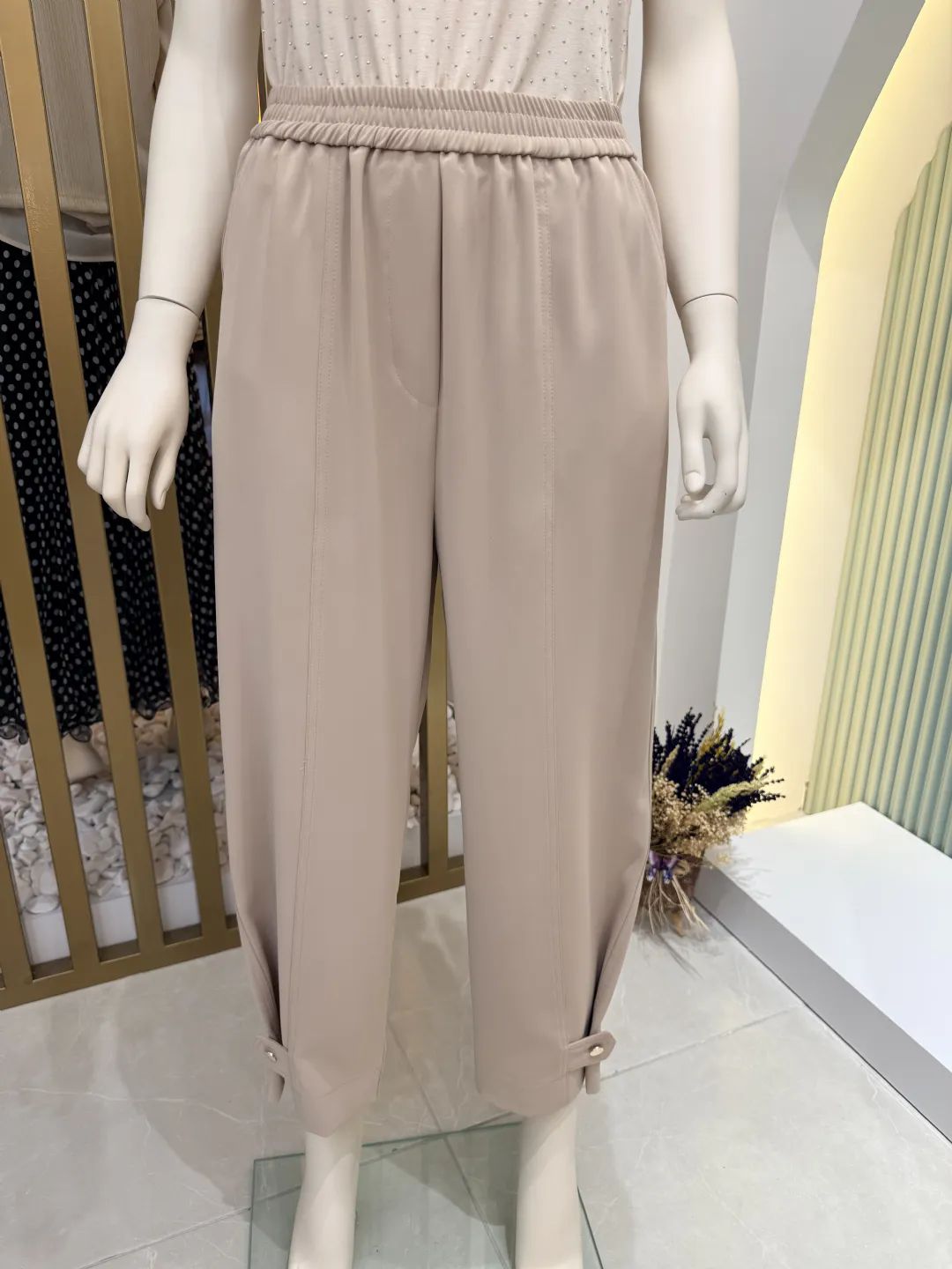 D��me detayl� �alvar pantolon Bej