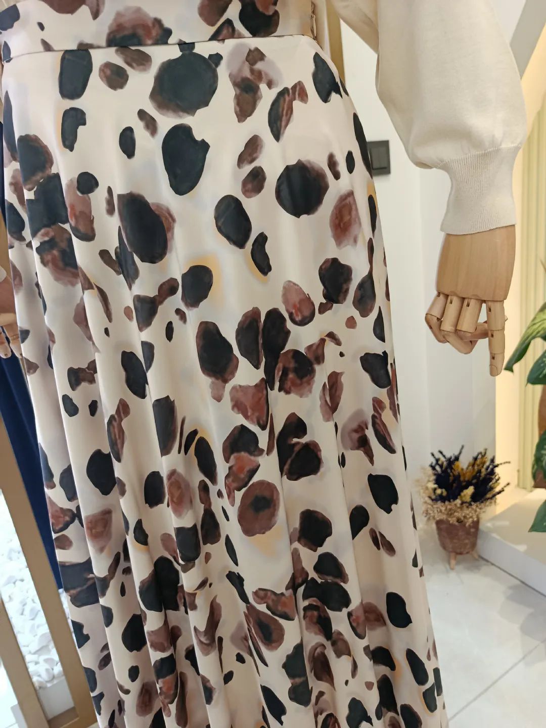 Desenli Klo� Etek Bej