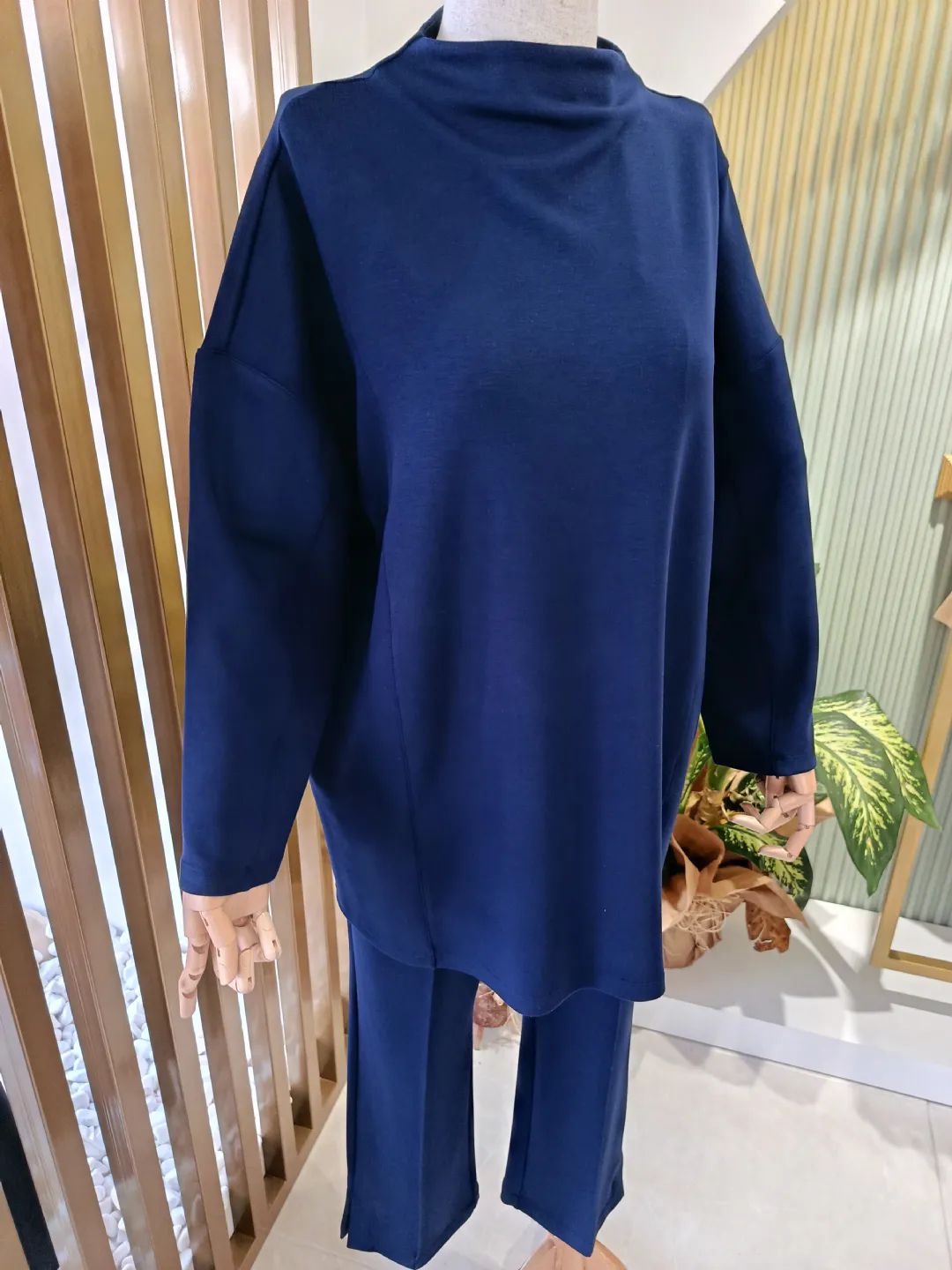 Dik Yaka �rme Pantolonlu Tak�m Lacivert