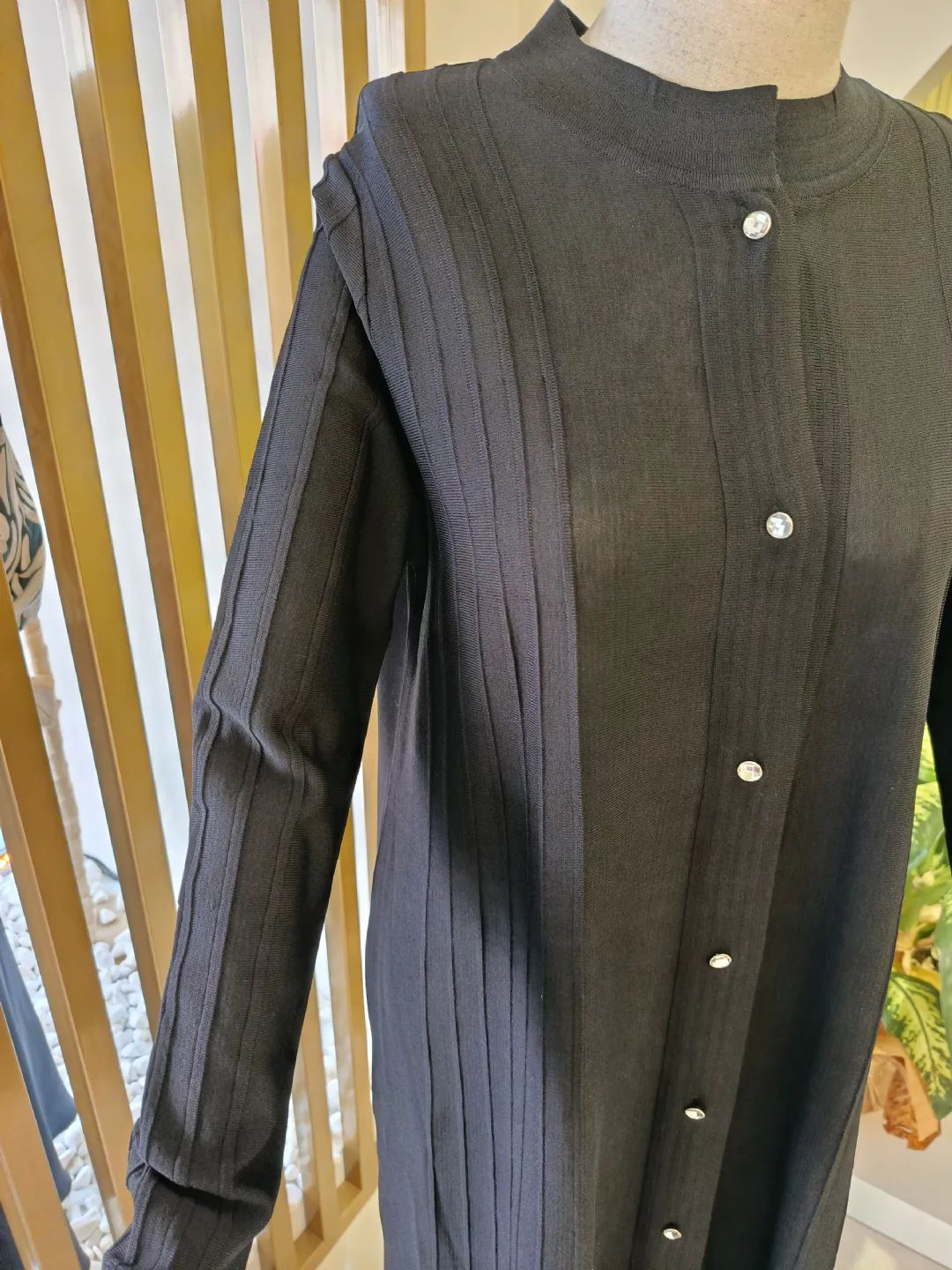 D��me Detayl� Uzun Tunik Siyah