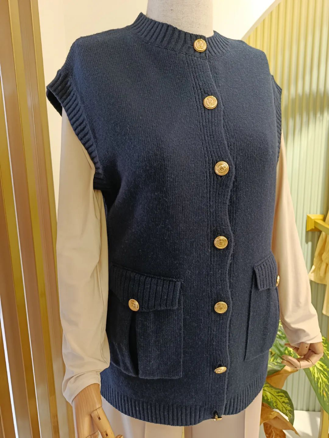 D��me Ve Cep Detayl� Y�n S�veter Lacivert