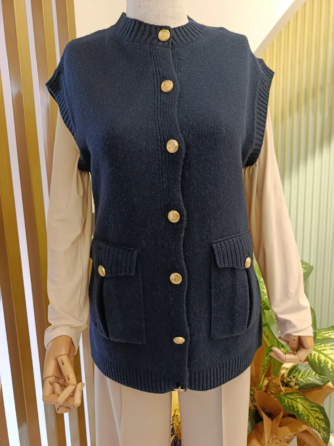 D��me Ve Cep Detayl� Y�n S�veter Lacivert