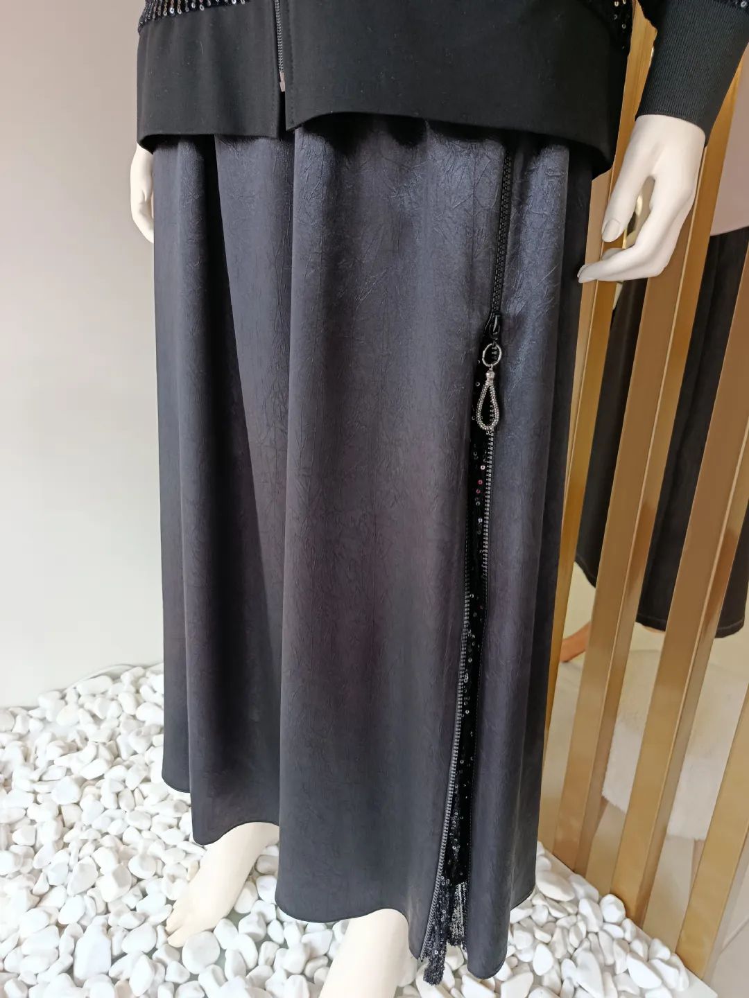 Fermuar Detayl� Etek Siyah