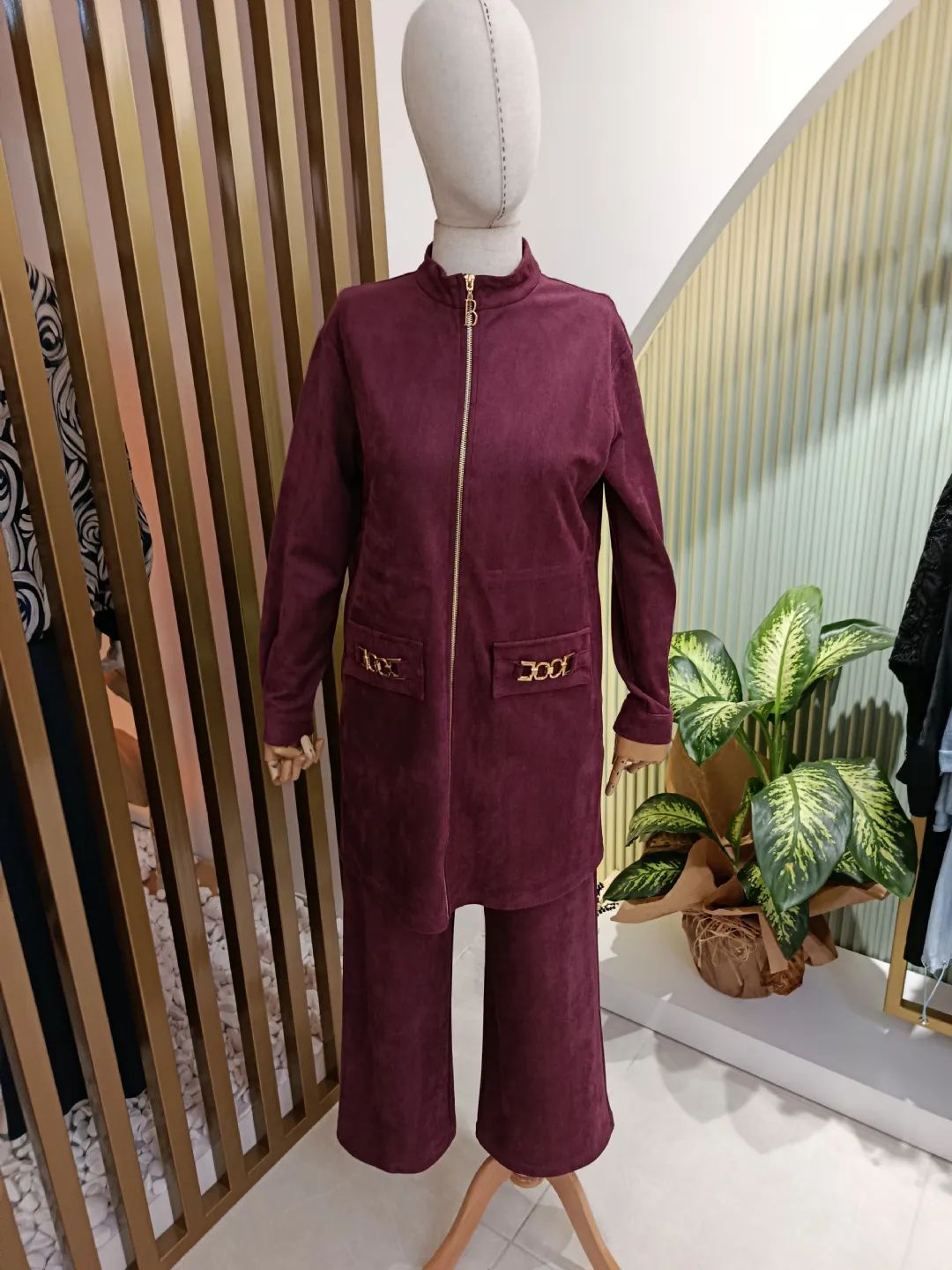 Fermuarli-Kadife-Ikili-Takim-Visne