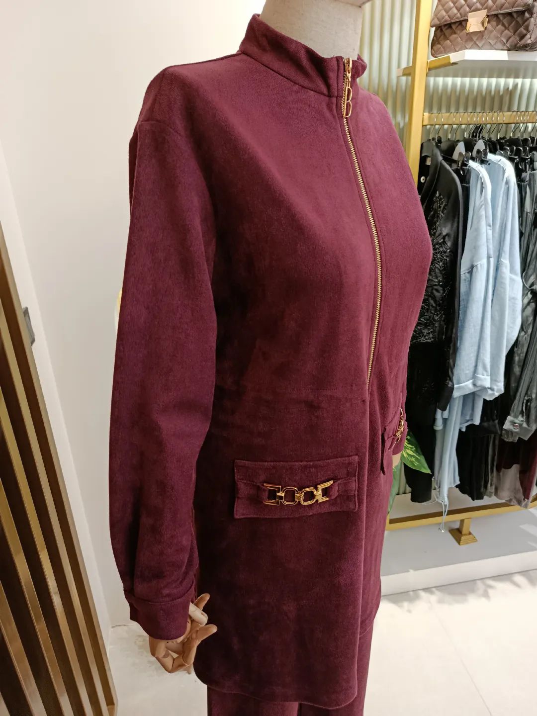 Fermuarl� Kadife �kili Tak�m Vi�ne