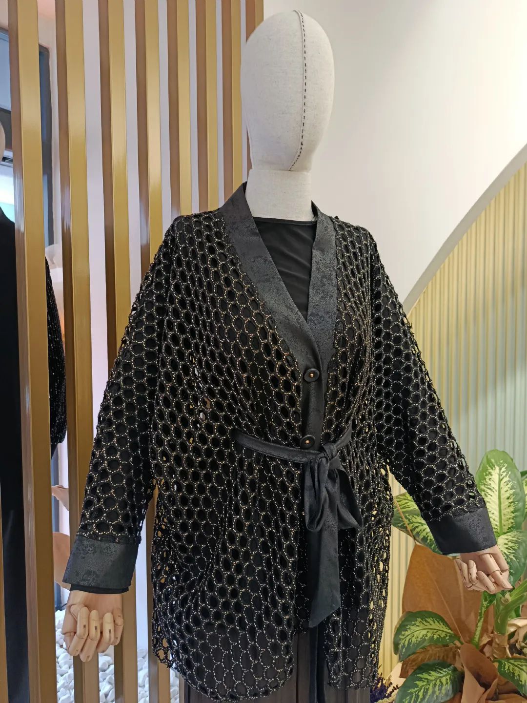 File Detayl� Ceket Siyah