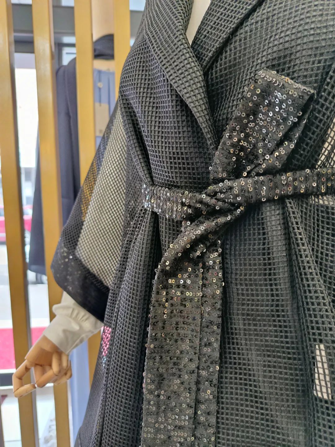 File-Detayli-Tasli-Ceket-Siyah