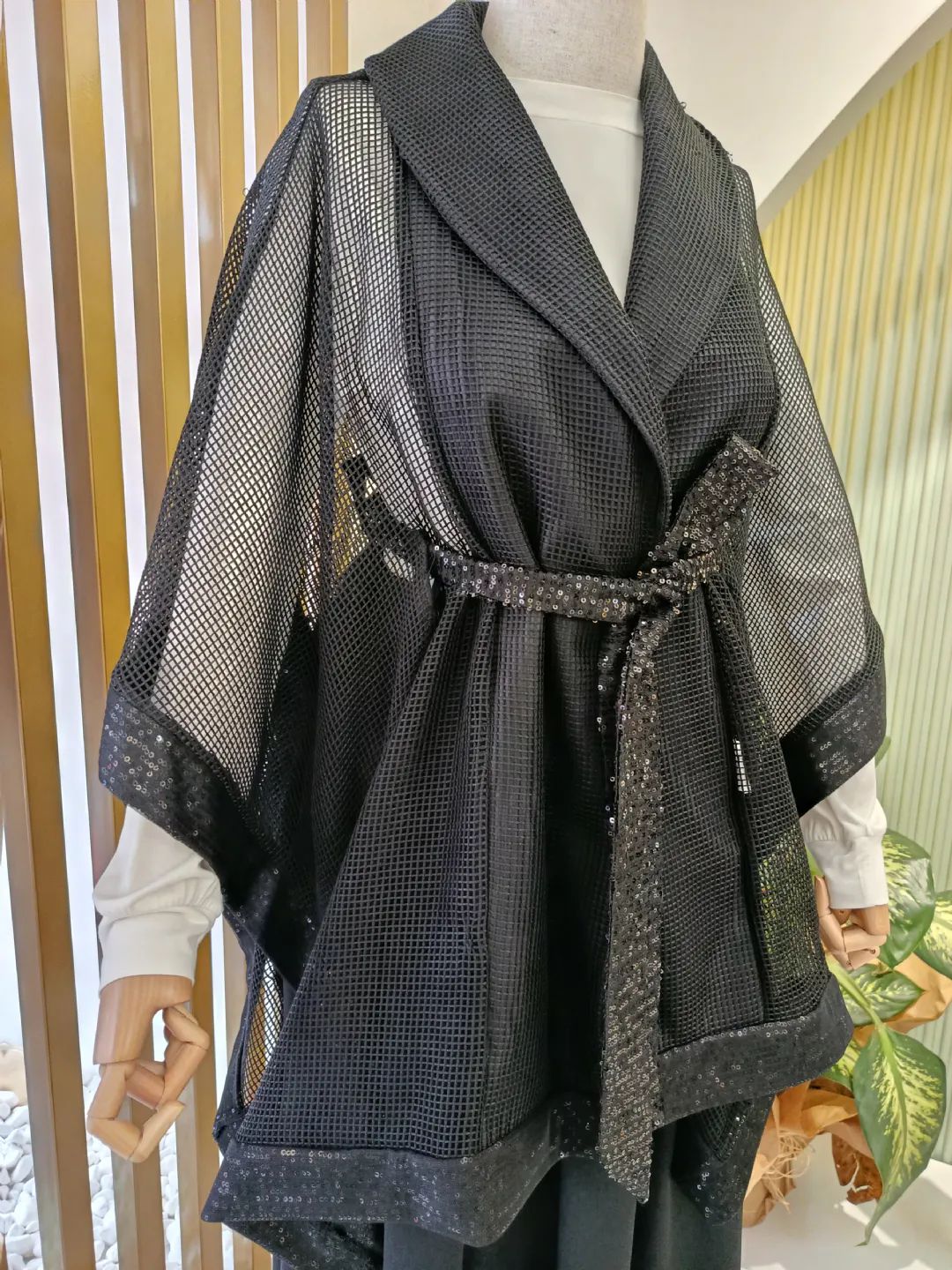 File Detayl� Ta�l� Ceket Siyah