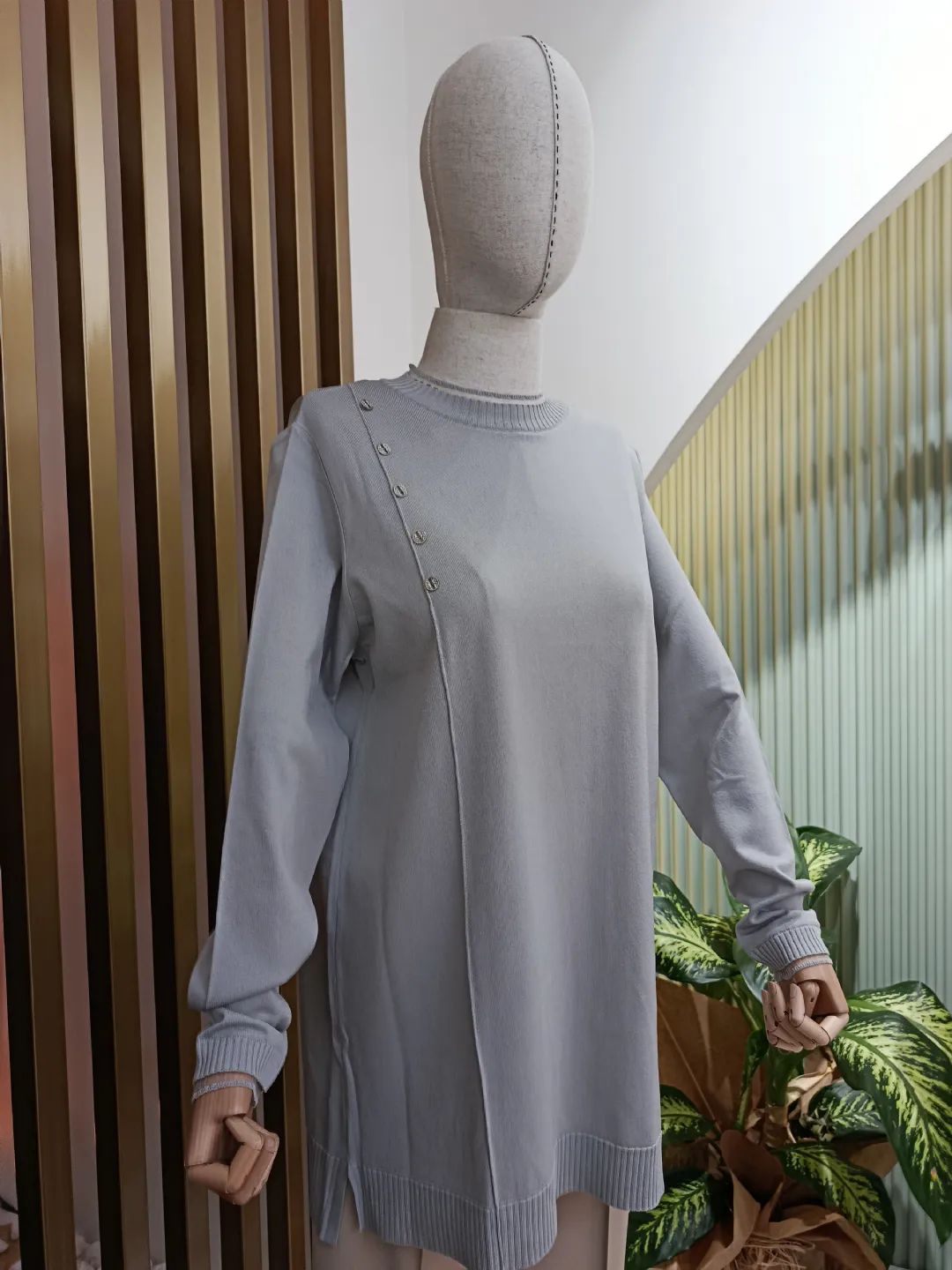 F�rf�r Detayl� Rayon Tunik Gri