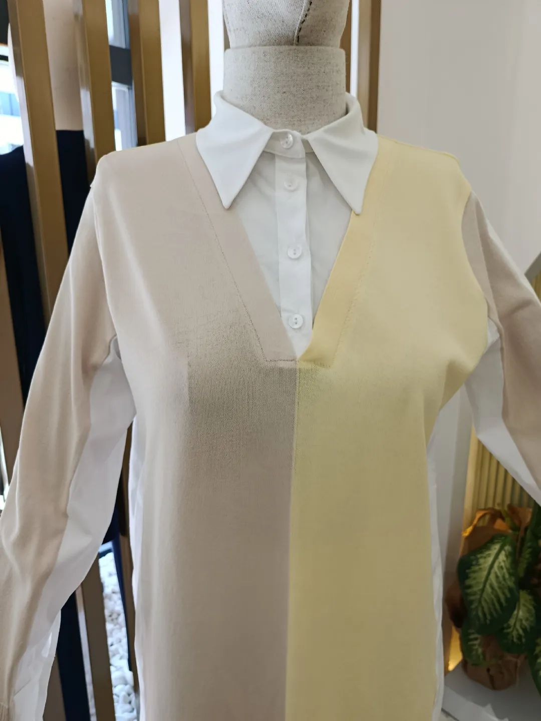 Iki-Renkli-Rayon-Mixli-Tunik-Sari