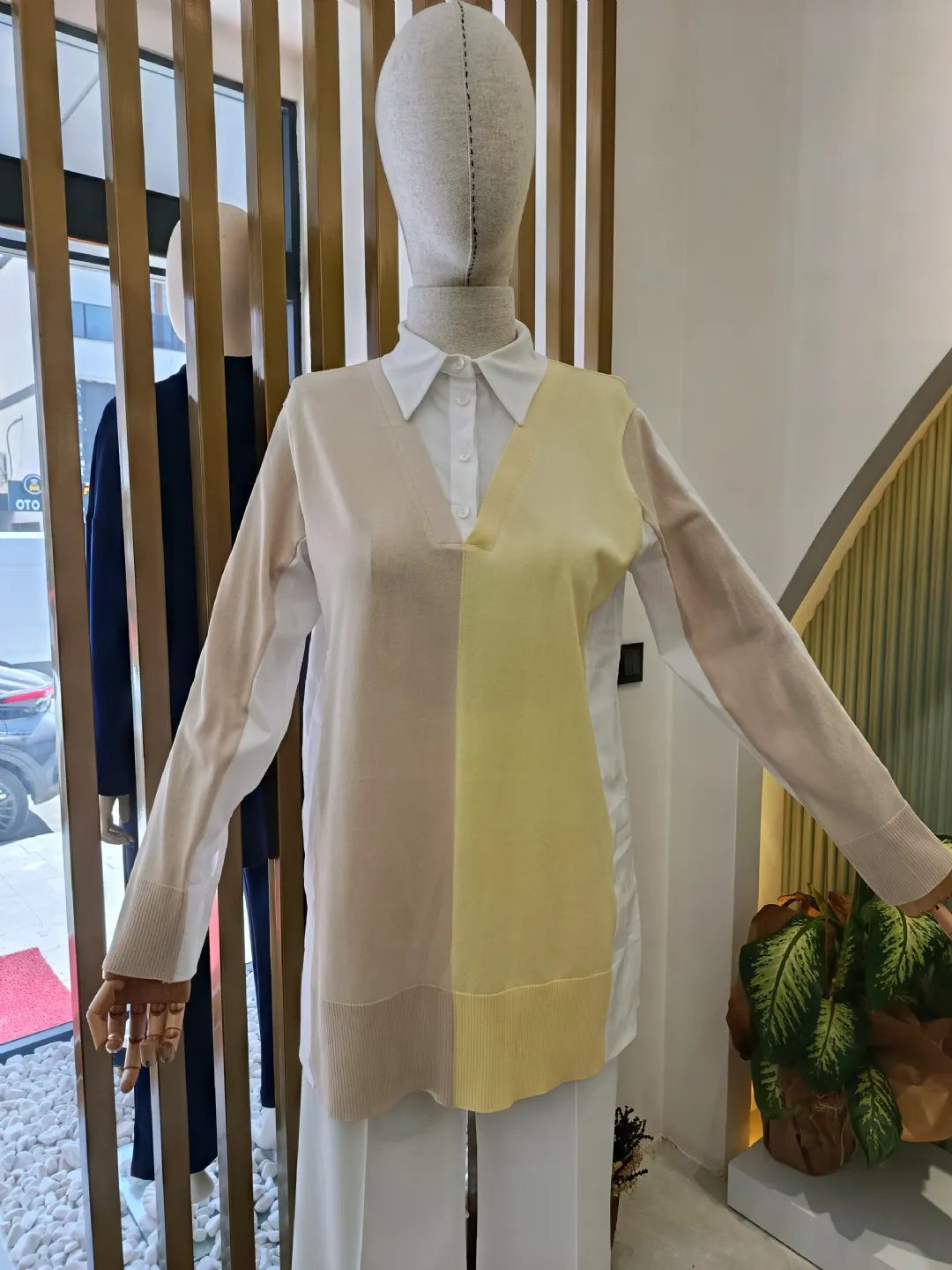 Iki-Renkli-Rayon-Mixli-Tunik-Sari