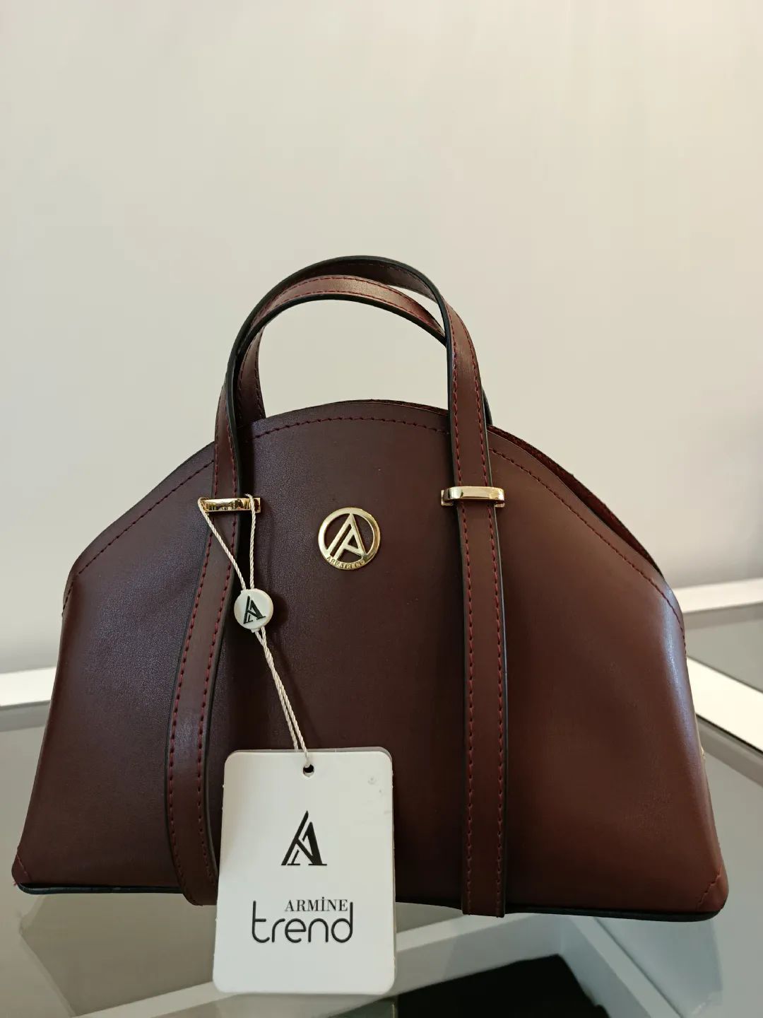 Kemer Ask�l� Fermuarl� El ve Omuz �antas� Bordo