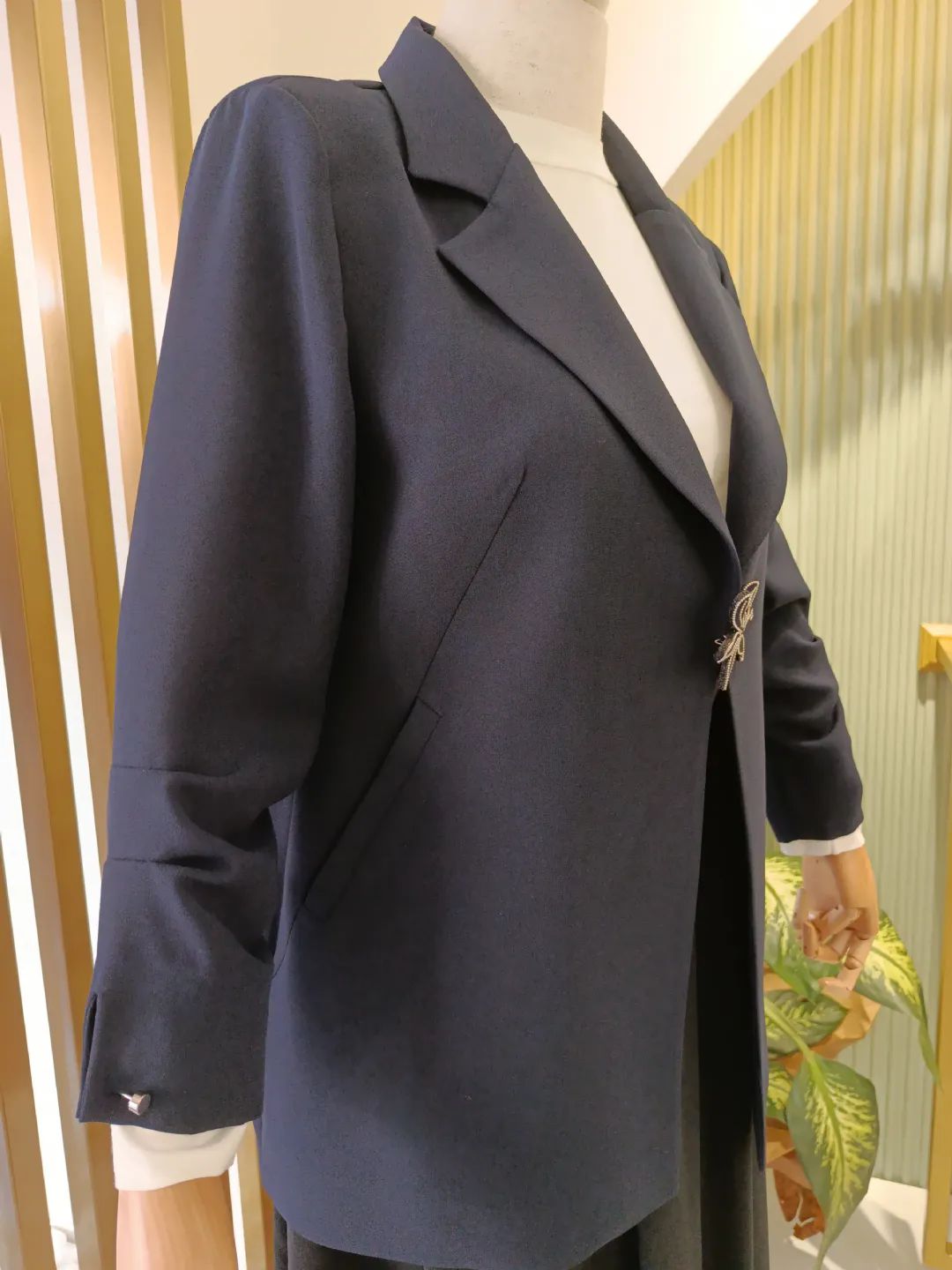 Kollar� B�zg�l� Ceket Koyu Lacivert