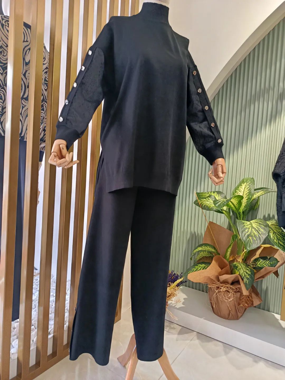 Kuma� Kombinli Triko Tak�m Siyah