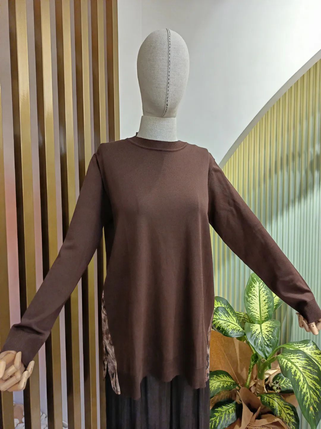 Leopar-Kumas-Kombinli-Tunik-Kahve