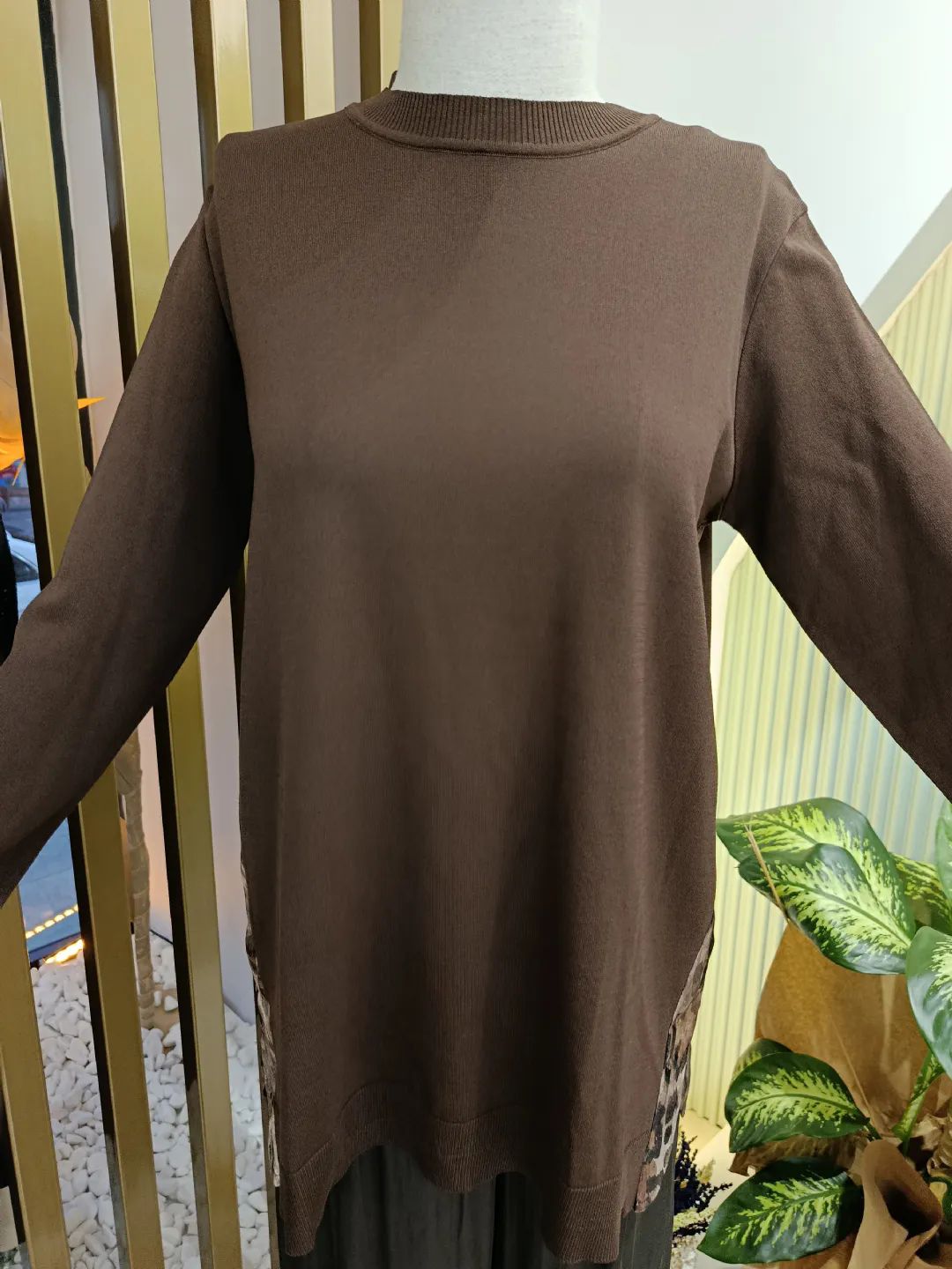 Leopar Kuma� Kombinli Tunik Kahve