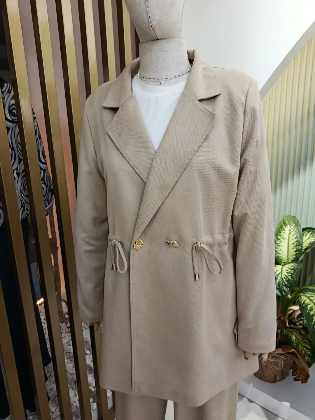 Orme-Kupra-Ceket-Takim-Bej