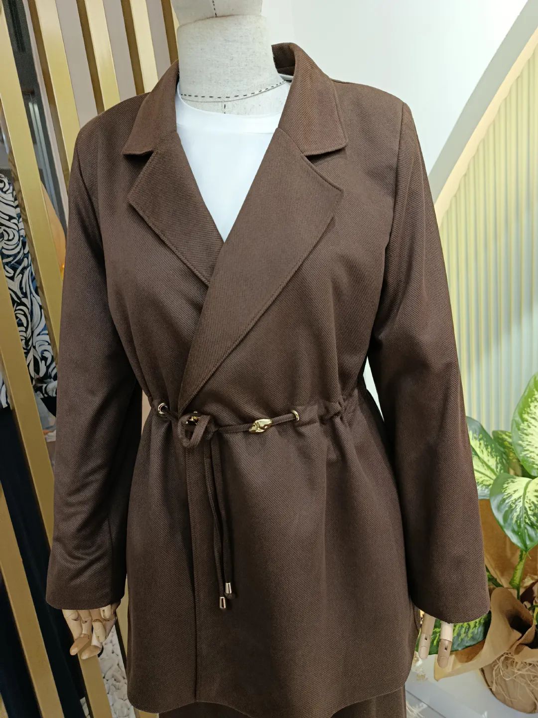 �rme Kupra Ceket Tak�m Kahve