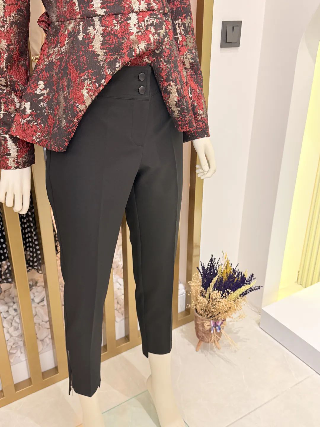 Pa�as� Fermuar Detayl� Pantolon Siyah