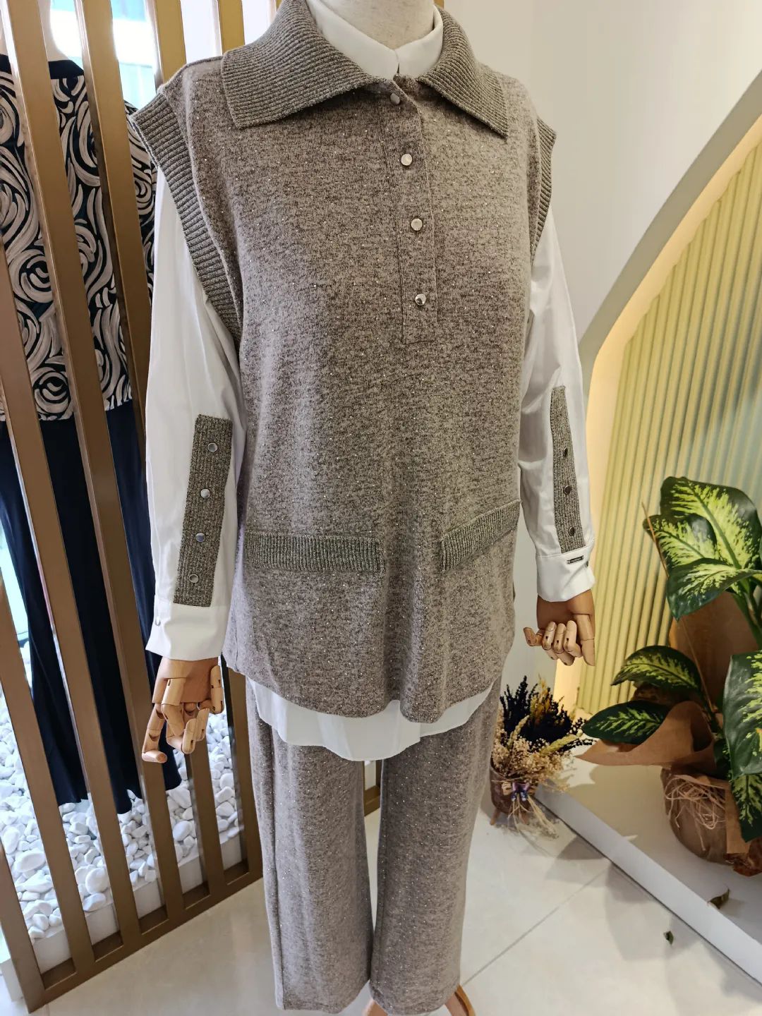 Serpme Ta�l� S�veterli Tak�m Kahverengi