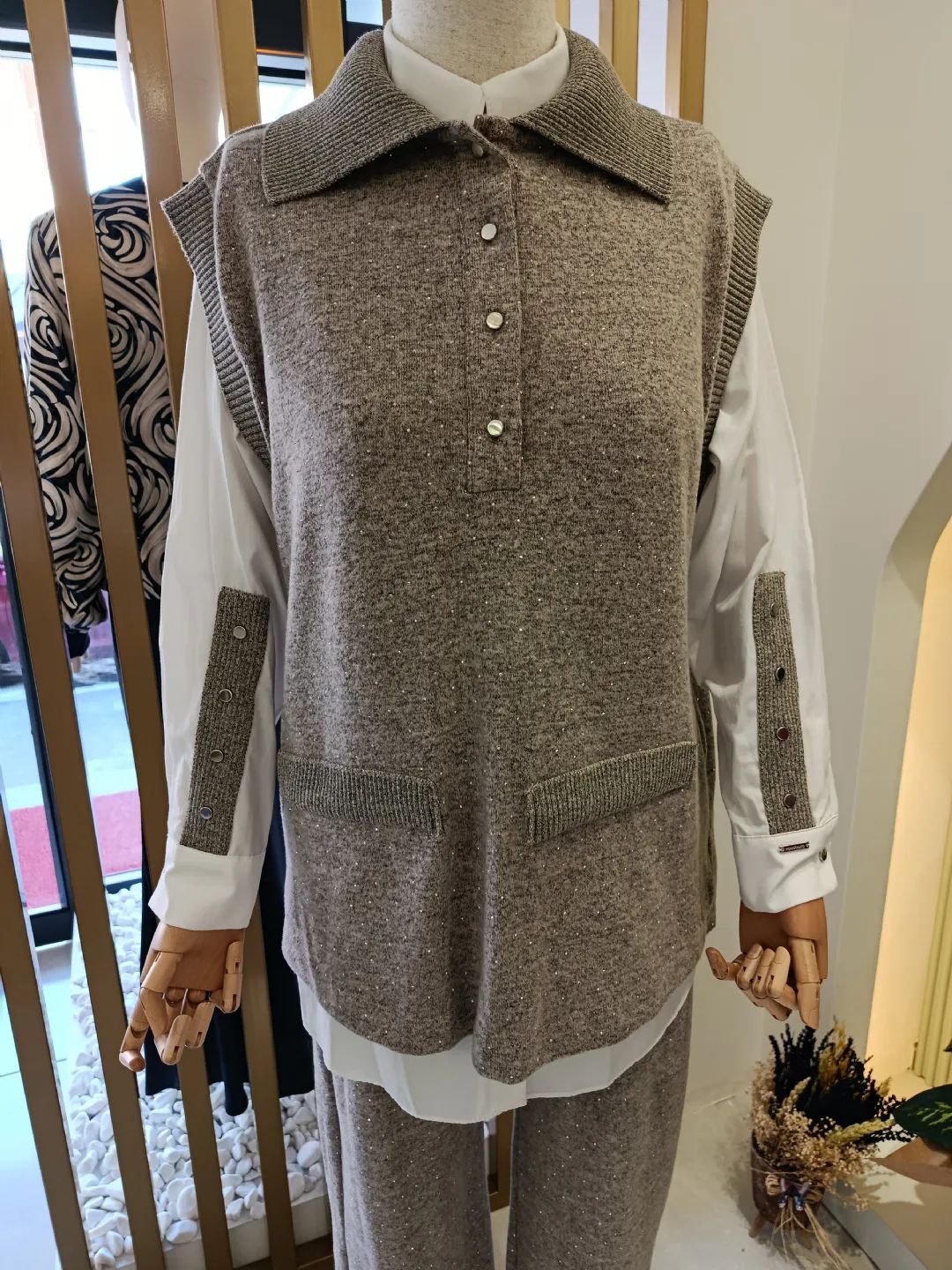 Serpme Ta�l� S�veterli Tak�m Kahverengi