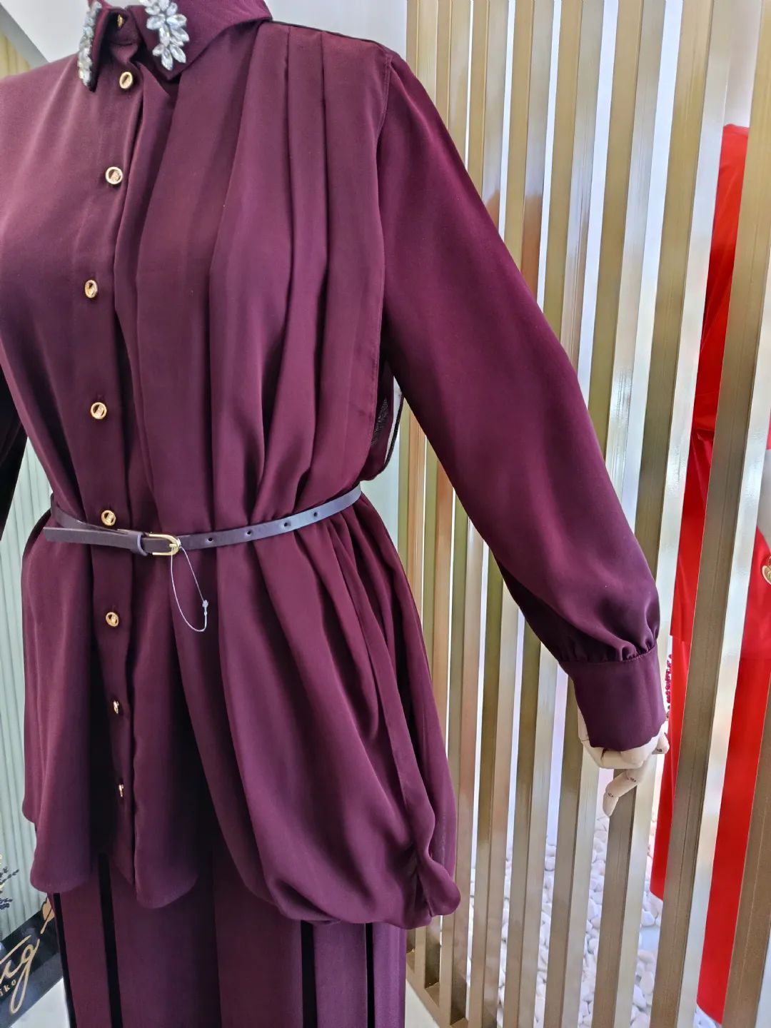 �ifon Detayl� �kili Tak�m Bordo