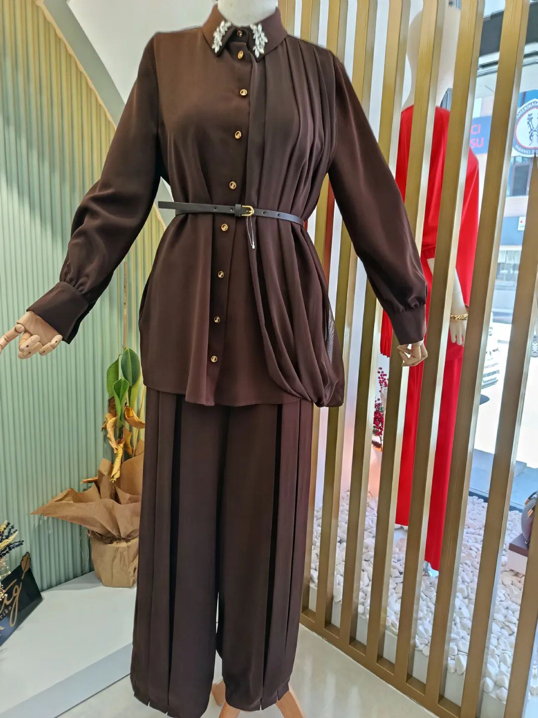 Sifon-Detayli-Ikili-Takim-Kahverengi