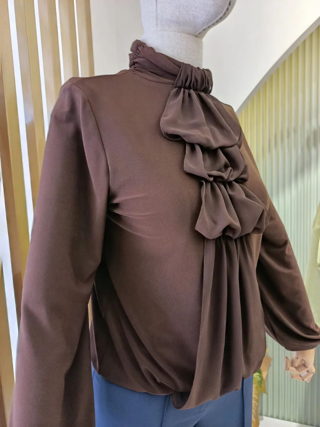 �ifon Kat Detayl� G�mlek Ac� Kahve