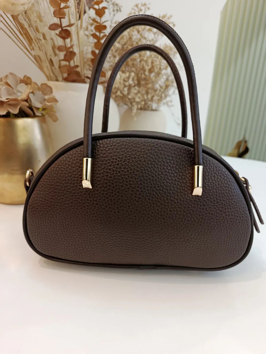 Toka Detayl� Oval �anta Ac� Kahve