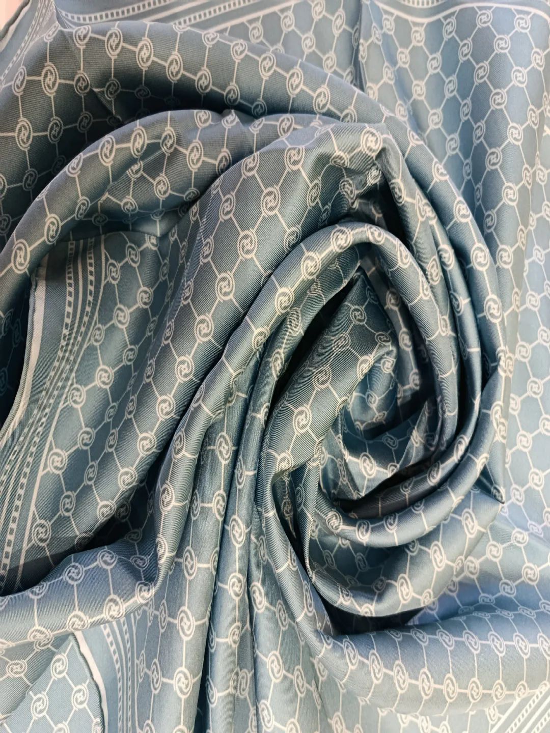 Vakko Monogram Twill �pek E�arp A��k Mavi