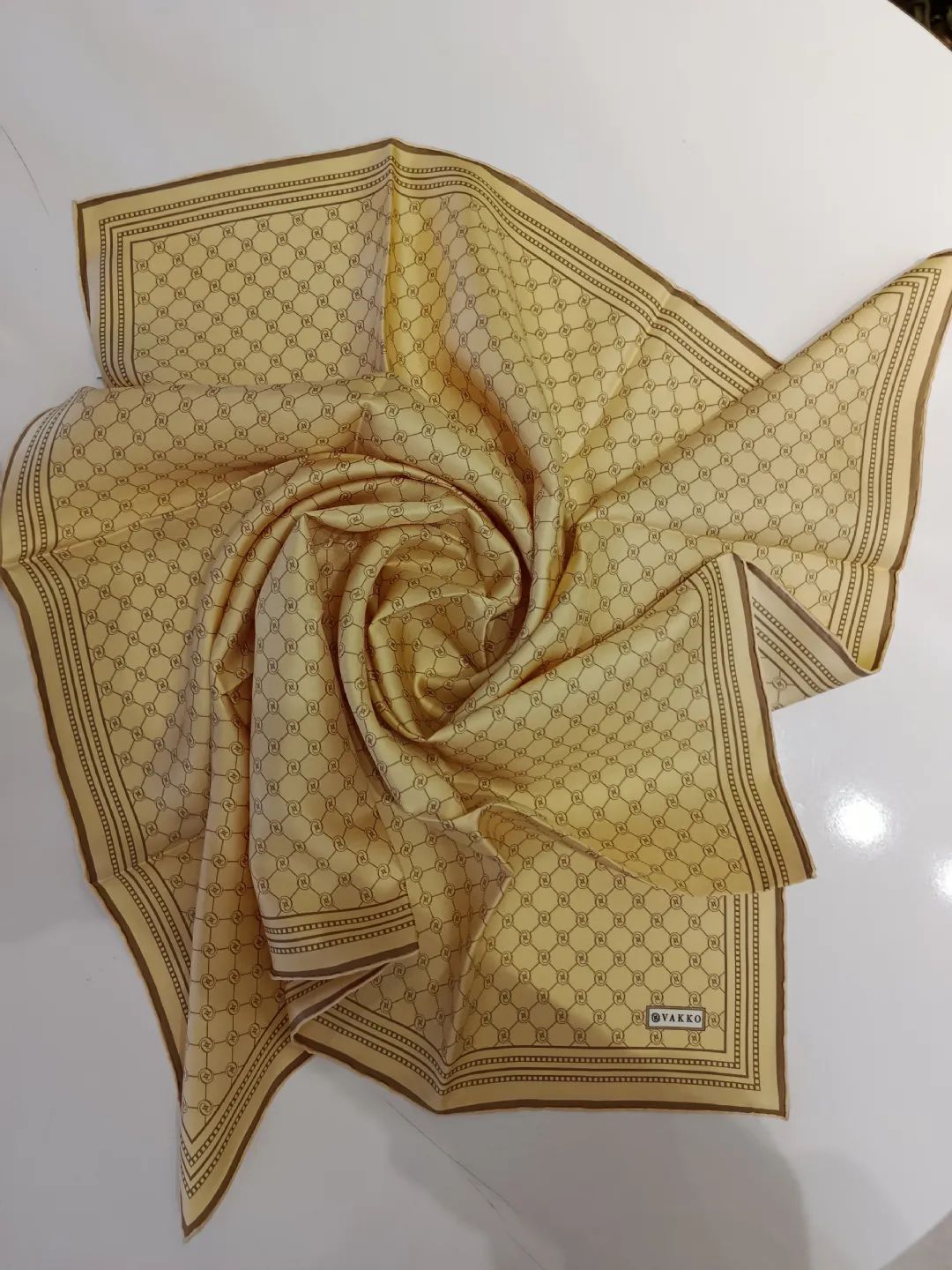 Vakko-Monogram-Twill-Ipek-Esarp-Sari