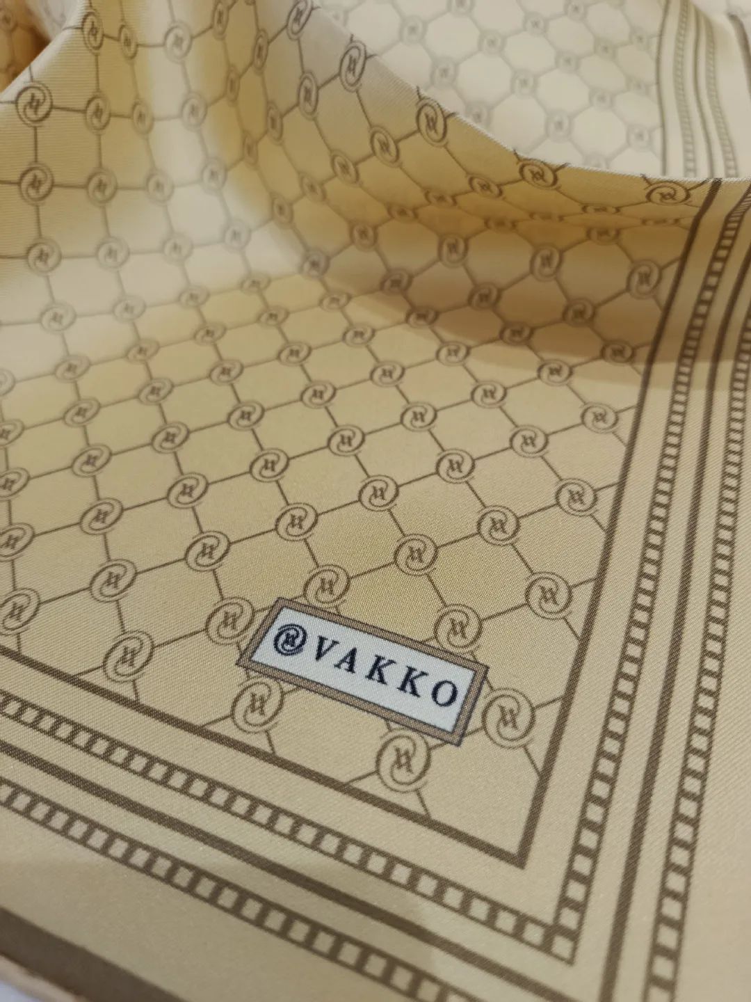Vakko-Monogram-Twill-Ipek-Esarp-Sari