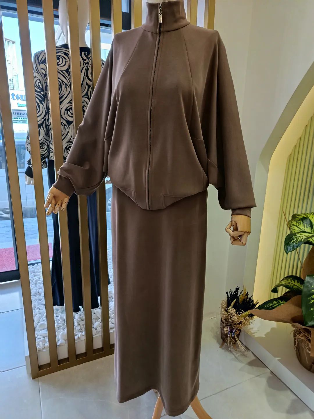 Yarasa-Kol-Etekli-Takim-Kahverengi