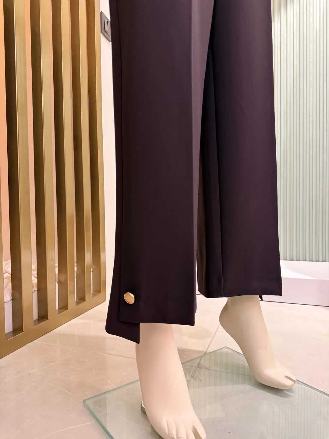 Pa�a Detayl� Pantolon Kahverengi