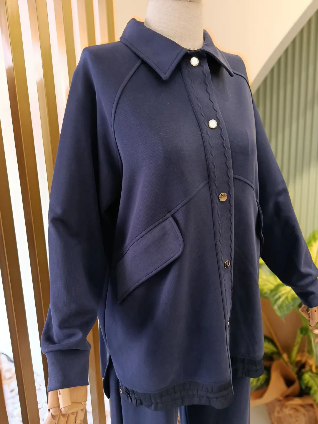 Zikzak-Nervur-Detayli-Takim-Lacivert